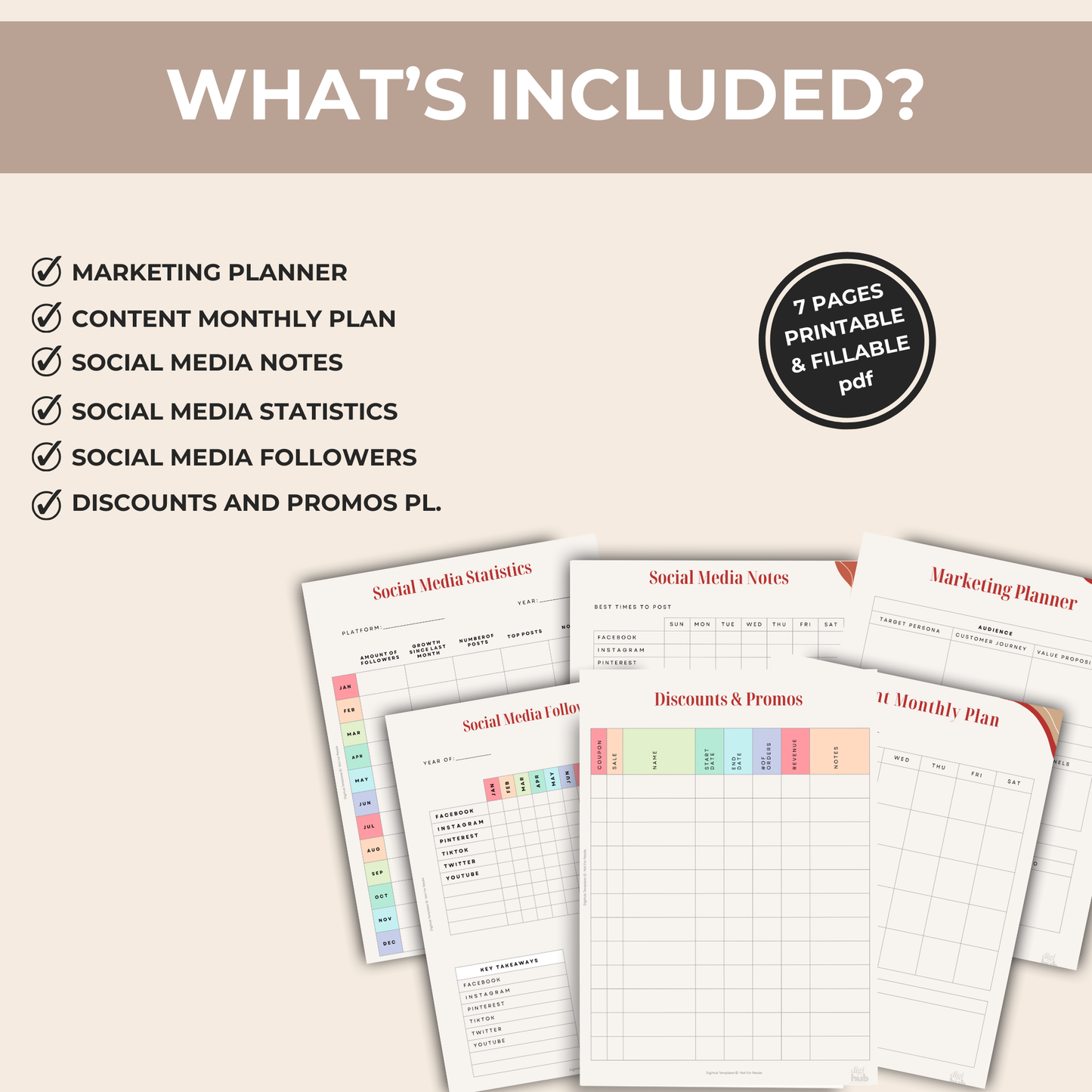 Manage Your Project Marketing | 7 Fillable & Printable Business Planners