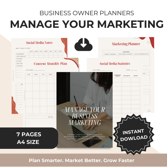 Manage Your Project Marketing | 7 Fillable & Printable Business Planners