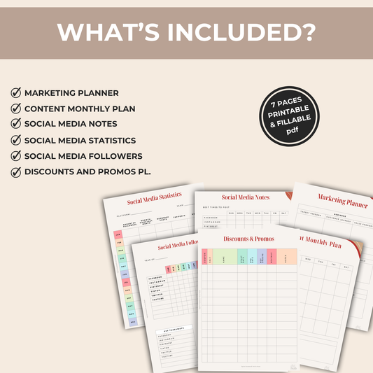 Manage Your Project Marketing | 7 Fillable & Printable Business Planners